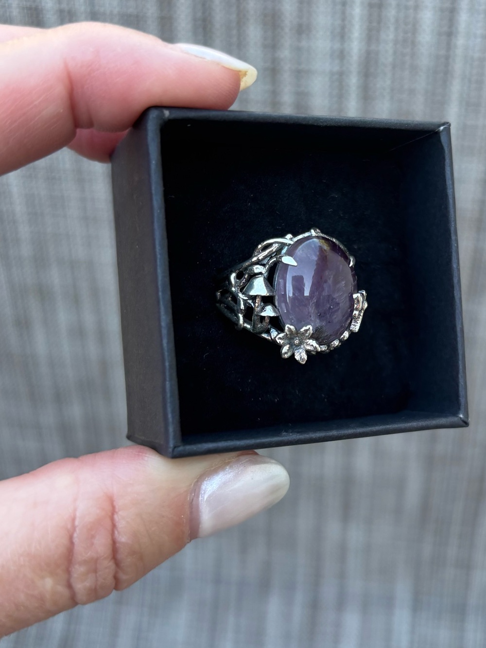 Sterling Silver Whimsical Ring with Amethyst Cacoxenite -Size 8
